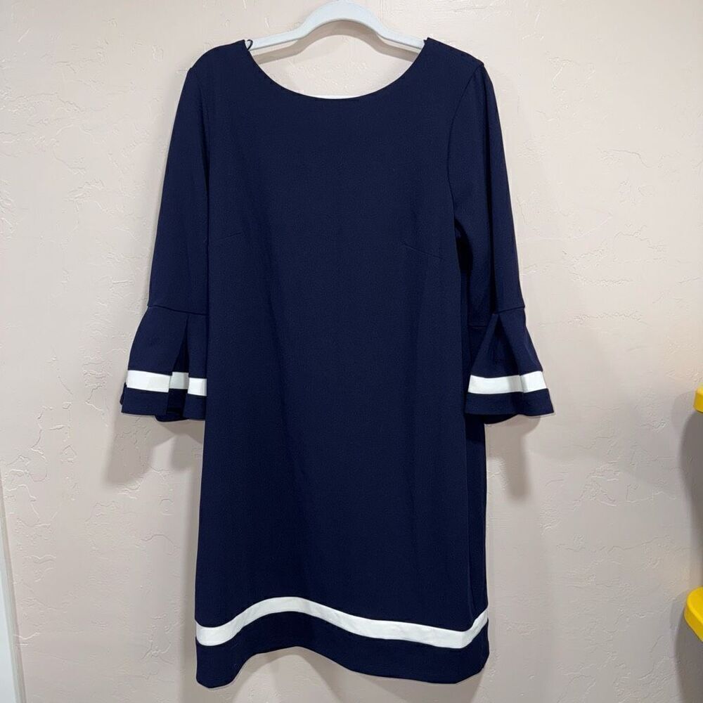 R&K navy and white striped dress